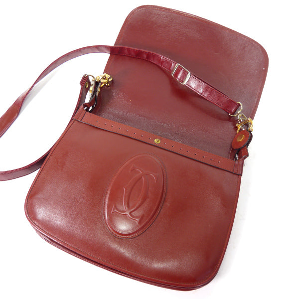 Cartier　ペンホルダー付き半円斜めがけショルダー（ボルドー）