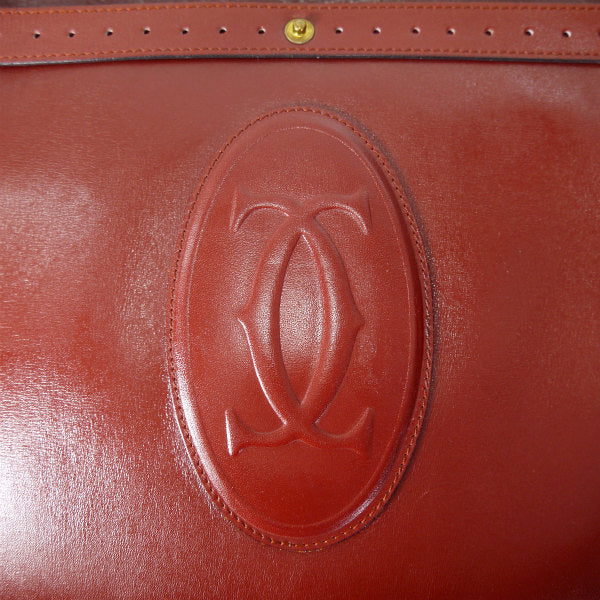 Cartier　ペンホルダー付き半円斜めがけショルダー（ボルドー）