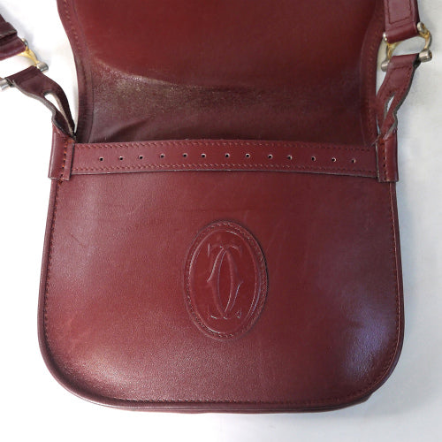 Cartierボルドー色ミニポシェット