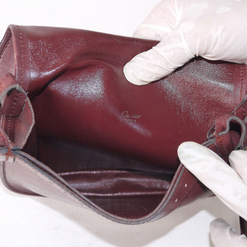 Cartierボルドー色ミニポシェット