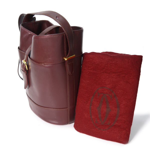 Cartier レア！総革2WAYバケットバッグ（ボルドー）