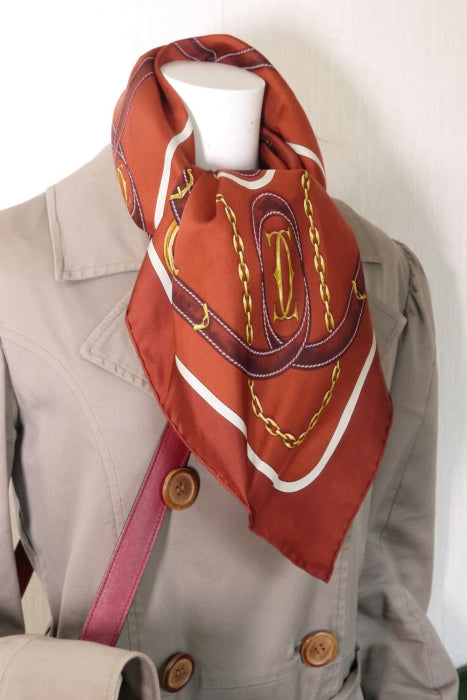 Cartier ベルトモチーフ大判スカーフ（ボルドー）