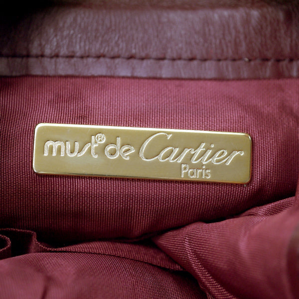 Cartier　ミニ巾着レザーショルダー（ボルドー）