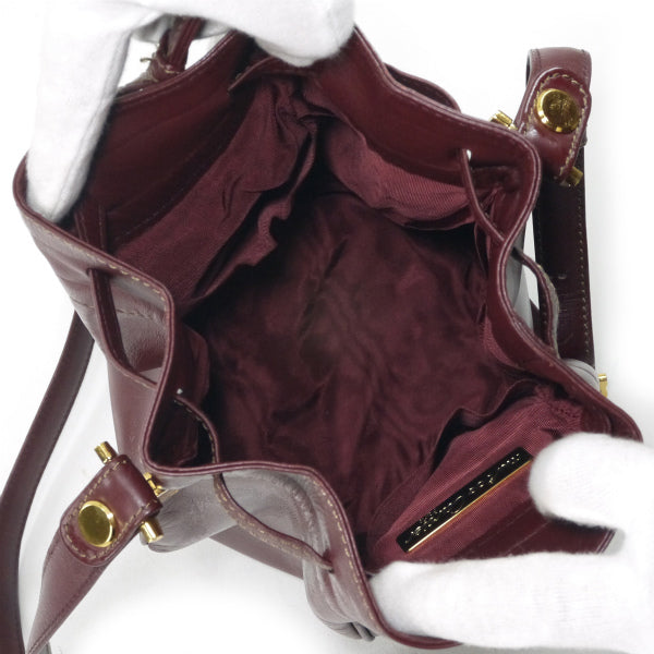 Cartier　ミニ巾着レザーショルダー（ボルドー）