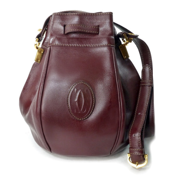 Cartier　ミニ巾着レザーショルダー（ボルドー）