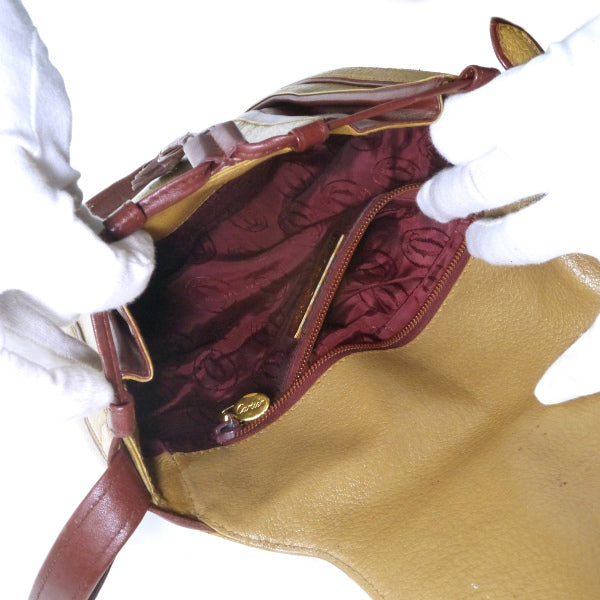 Cartier バイカラー斜めがけポシェット(ボルドー×マスタード)