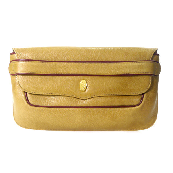 Cartier 総革クラッチバッグ（マスタードイエロー）