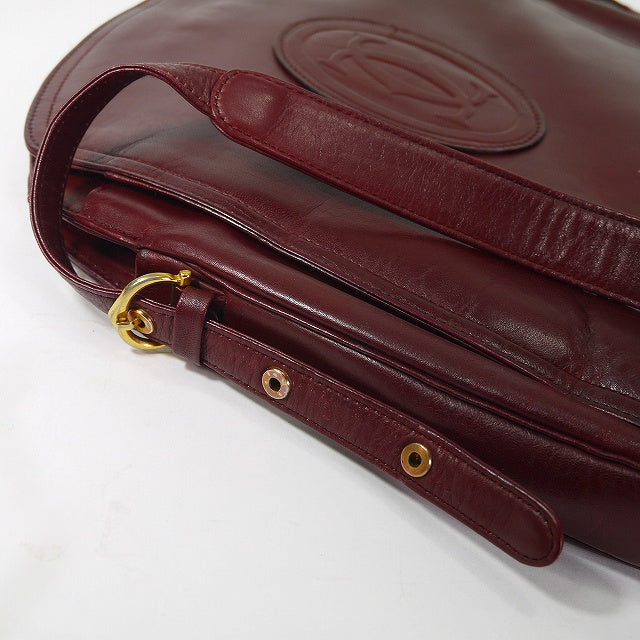 Cartier　2WAY縦長ロゴ レザーバッグ（ボルドー）