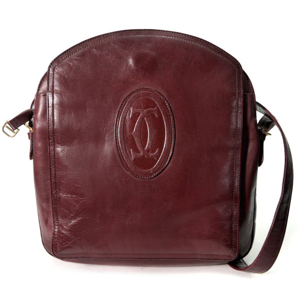Cartier　2WAY縦長ロゴ レザーバッグ（ボルドー）
