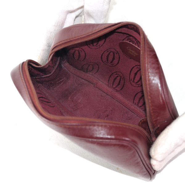 Cartier　レザーポーチ・ペンケース（ボルドー）