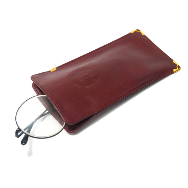Cartier マストライン半円2WAYバッグ&眼鏡入れセット（ボルドー）
