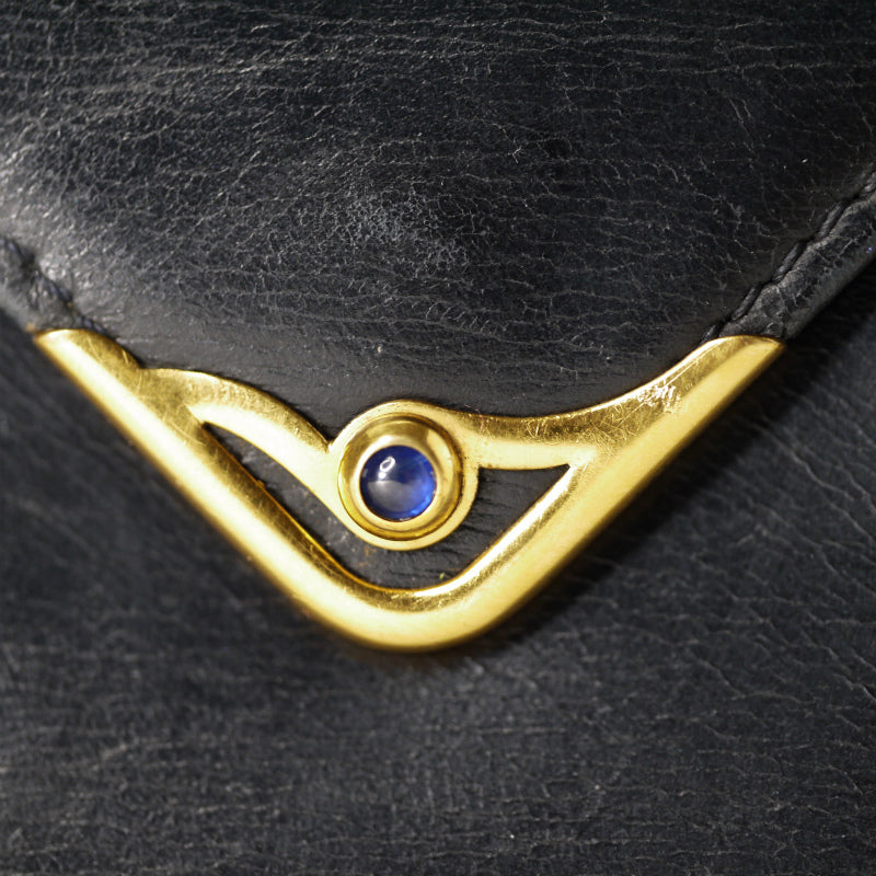 Cartier　サファイアライン レザーがま口折財布（濃紺）