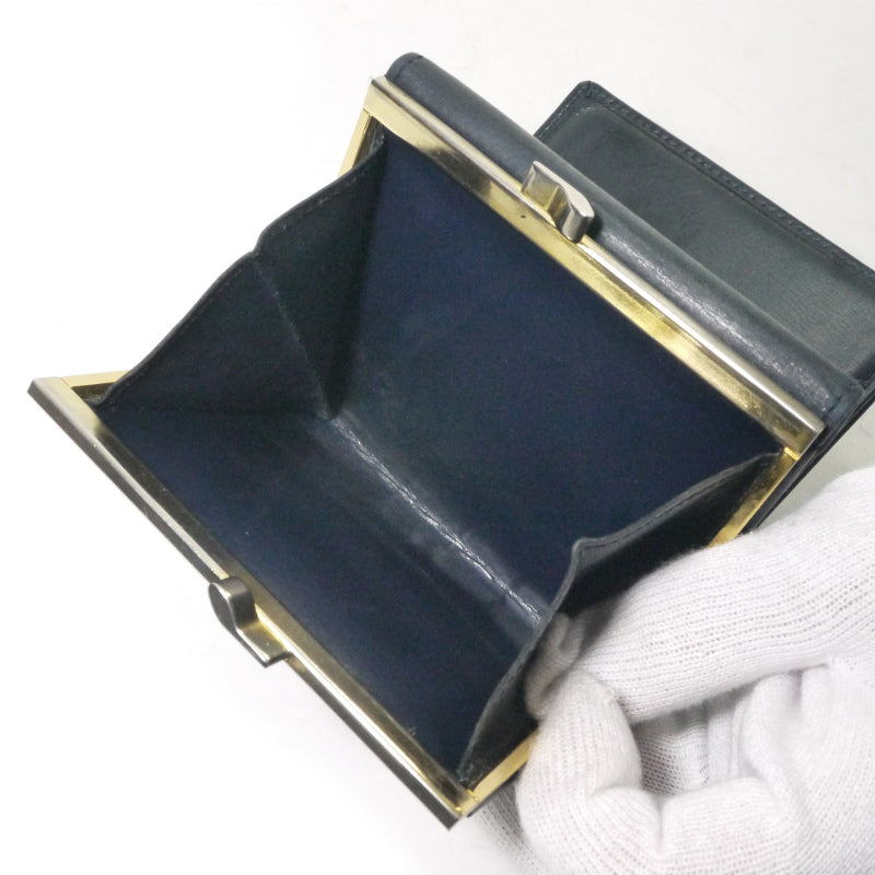 Cartier　サファイアライン レザーがま口折財布（濃紺）