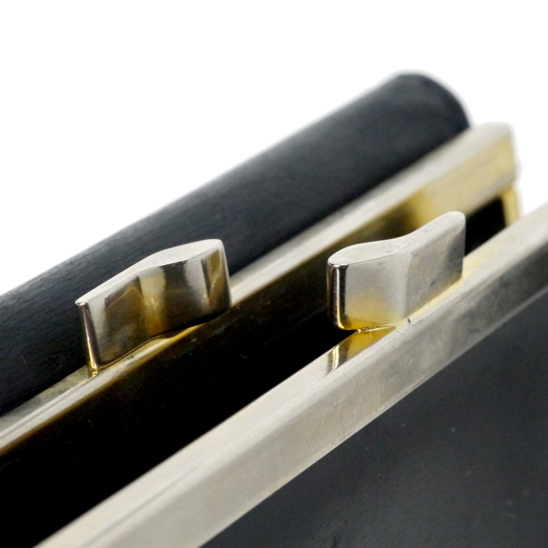 Cartier　サファイアライン レザーがま口折財布（濃紺）