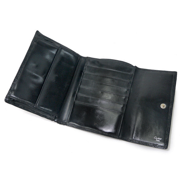 Cartier　パンテールライン パテントレザー折財布（黒）