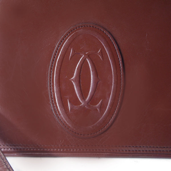 Cartier マストライン3層式ロゴエンボスショルダー（ボルドー）