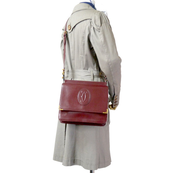 Cartier　マストライン ビッグロゴエンボスショルダー（ボルドー）