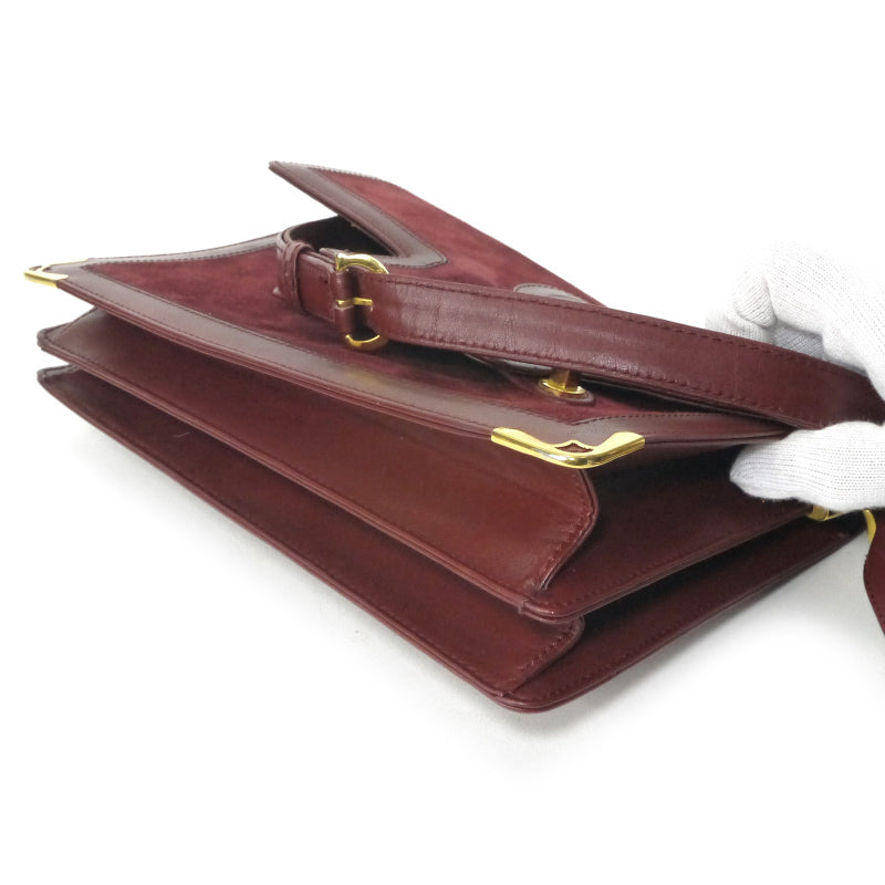 Cartier 差し込みフラップ スクエアスエードショルダー（ボルドー）