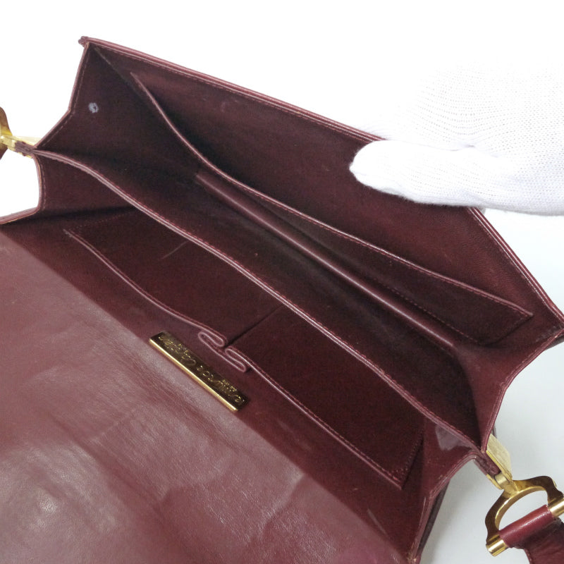 Cartier 差し込みフラップ スクエアスエードショルダー（ボルドー）