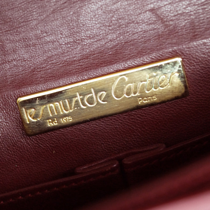 Cartier 差し込みフラップ スクエアスエードショルダー（ボルドー）