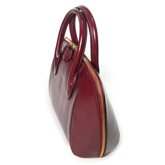 Cartier ラウンドファスナー総革ミニボストン（ボルドー）