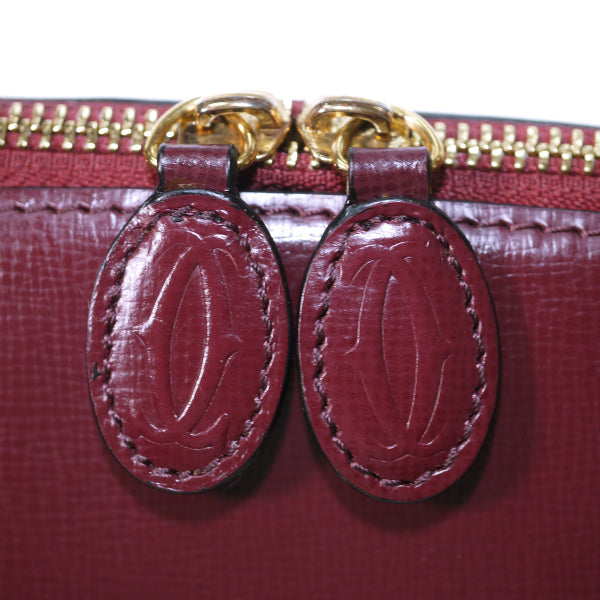Cartier ラウンドファスナー総革ミニボストン（ボルドー）