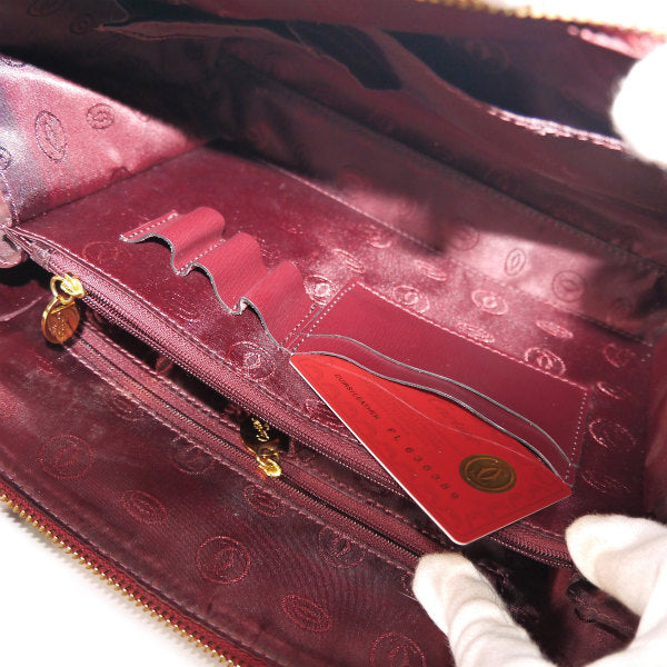 Cartier ラウンドファスナー総革ミニボストン（ボルドー）