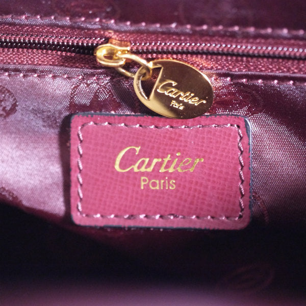 Cartier ラウンドファスナー総革ミニボストン（ボルドー）
