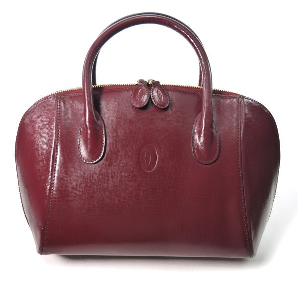 Cartier ラウンドファスナー総革ミニボストン（ボルドー）