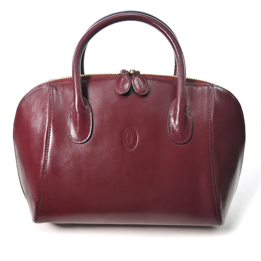Cartier ラウンドファスナー総革ミニボストン（ボルドー）