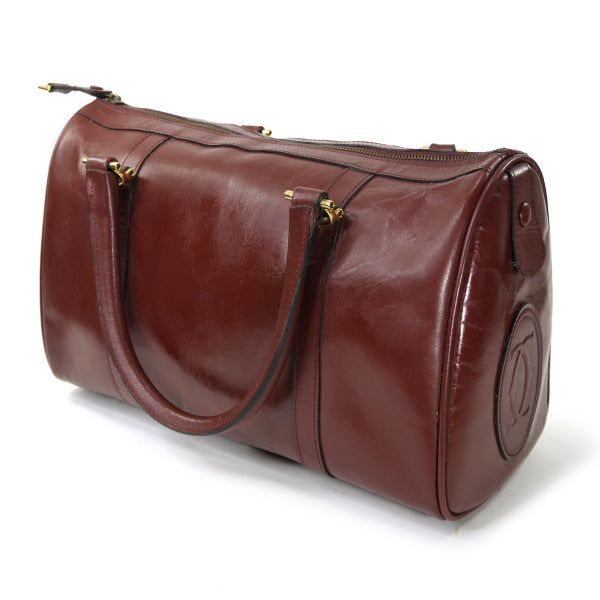 Cartier 鍵付きレザー中型ボストン（ボルドー）