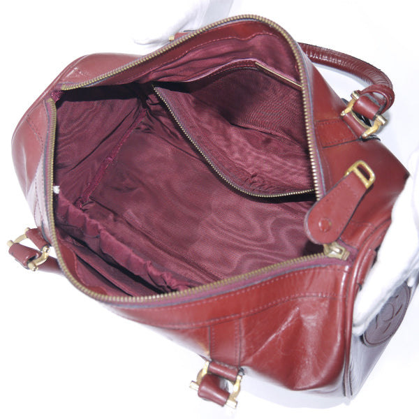 Cartier 鍵付きレザー中型ボストン（ボルドー）