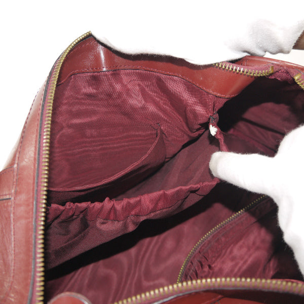 Cartier 鍵付きレザー中型ボストン（ボルドー）