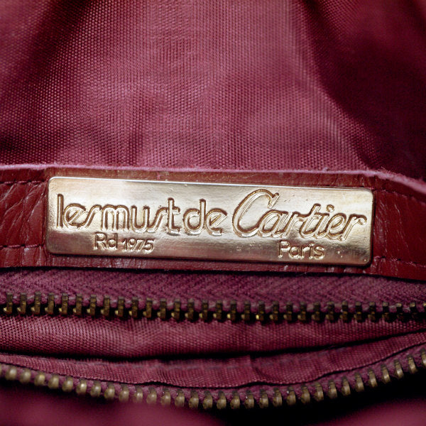 Cartier 鍵付きレザー中型ボストン（ボルドー）