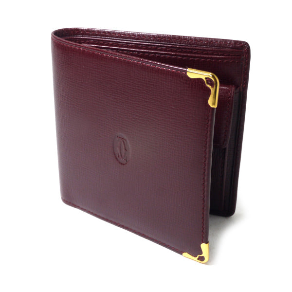 W様専用 Cartier  レザー２つ折れ財布（ボルドー 箱付き）