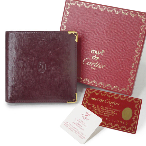 W様専用 Cartier  レザー２つ折れ財布（ボルドー 箱付き）