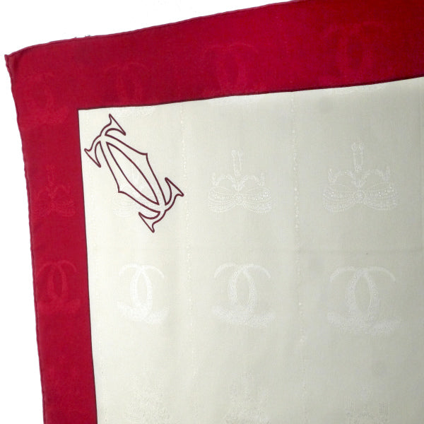 Cartier  大判シルクスカーフ（赤・白系）