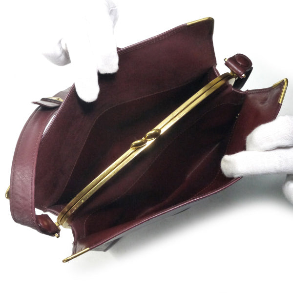 Cartier マストライン スクエア型がま口ショルダー（ボルドー）