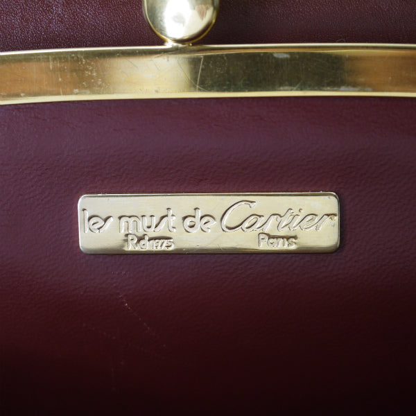 Cartier マストライン スクエア型がま口ショルダー（ボルドー）