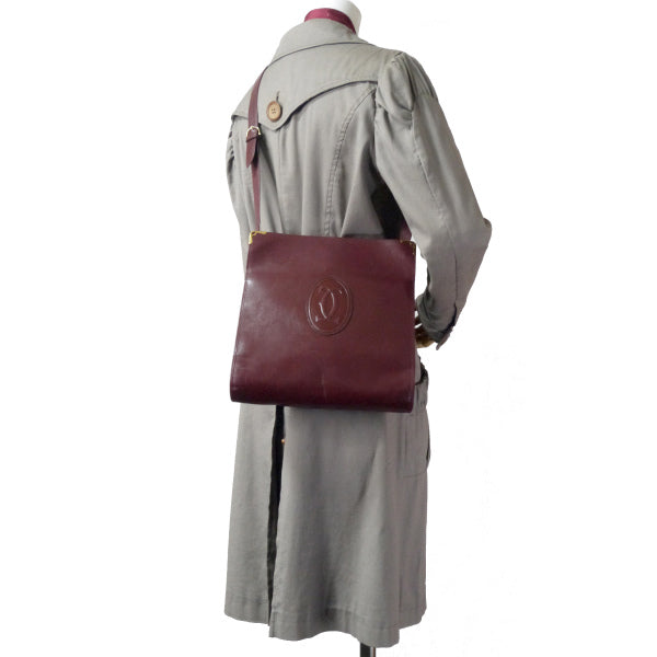 Cartier マストライン スクエア型がま口ショルダー（ボルドー）