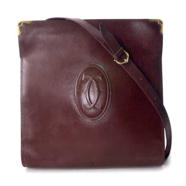Cartier マストライン スクエア型がま口ショルダー（ボルドー）