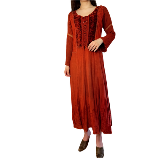 Rococo's SELECT　エスニック刺繍vintageロングワンピース（赤）