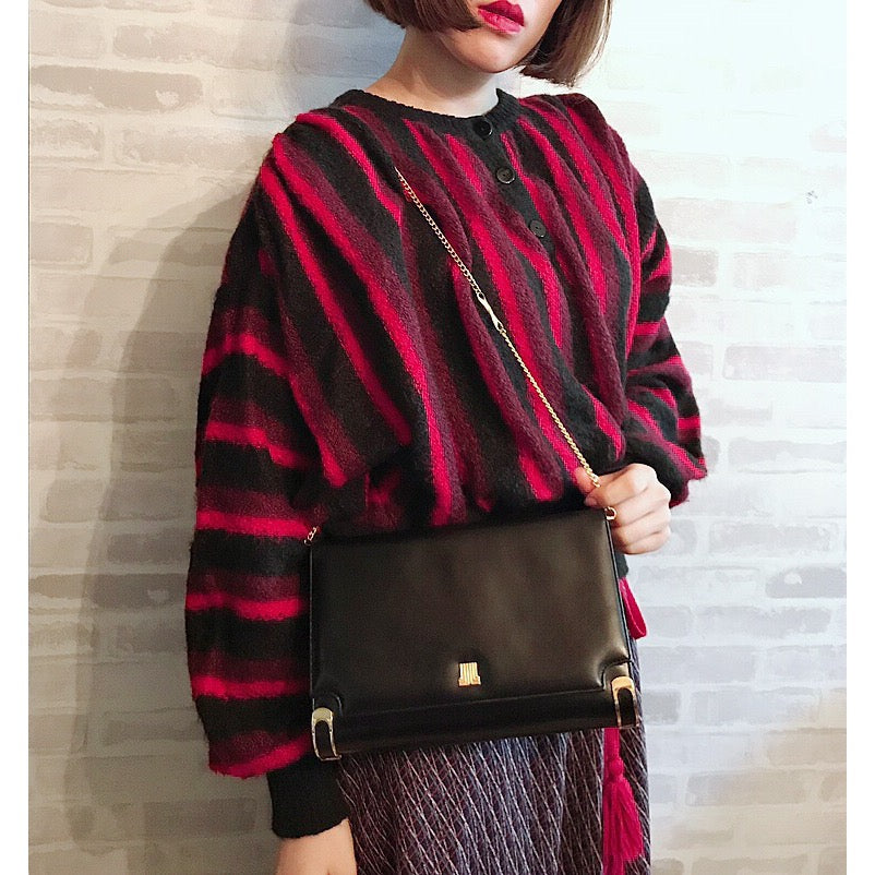 Lanvin 総革2WAYロゴチェーンバッグ（黒）