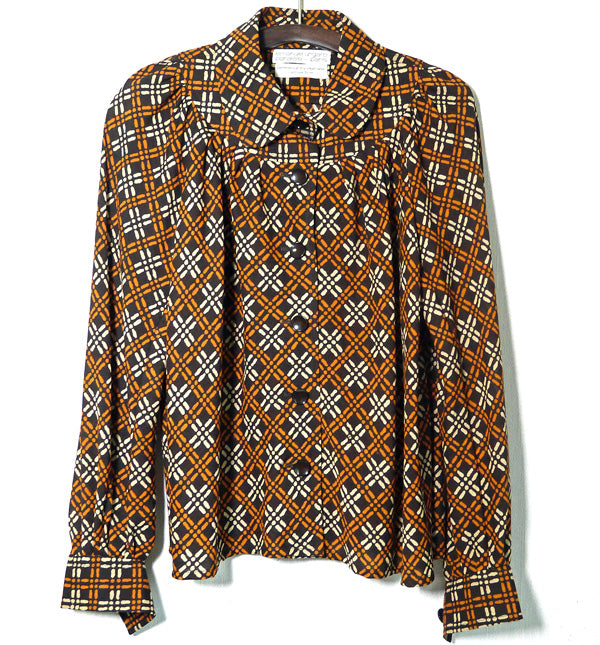 Emanuel　Ungaro 格子柄Vintageシャツ（茶）