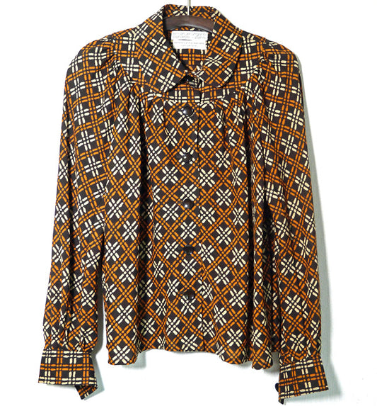 Emanuel　Ungaro 格子柄Vintageシャツ（茶）