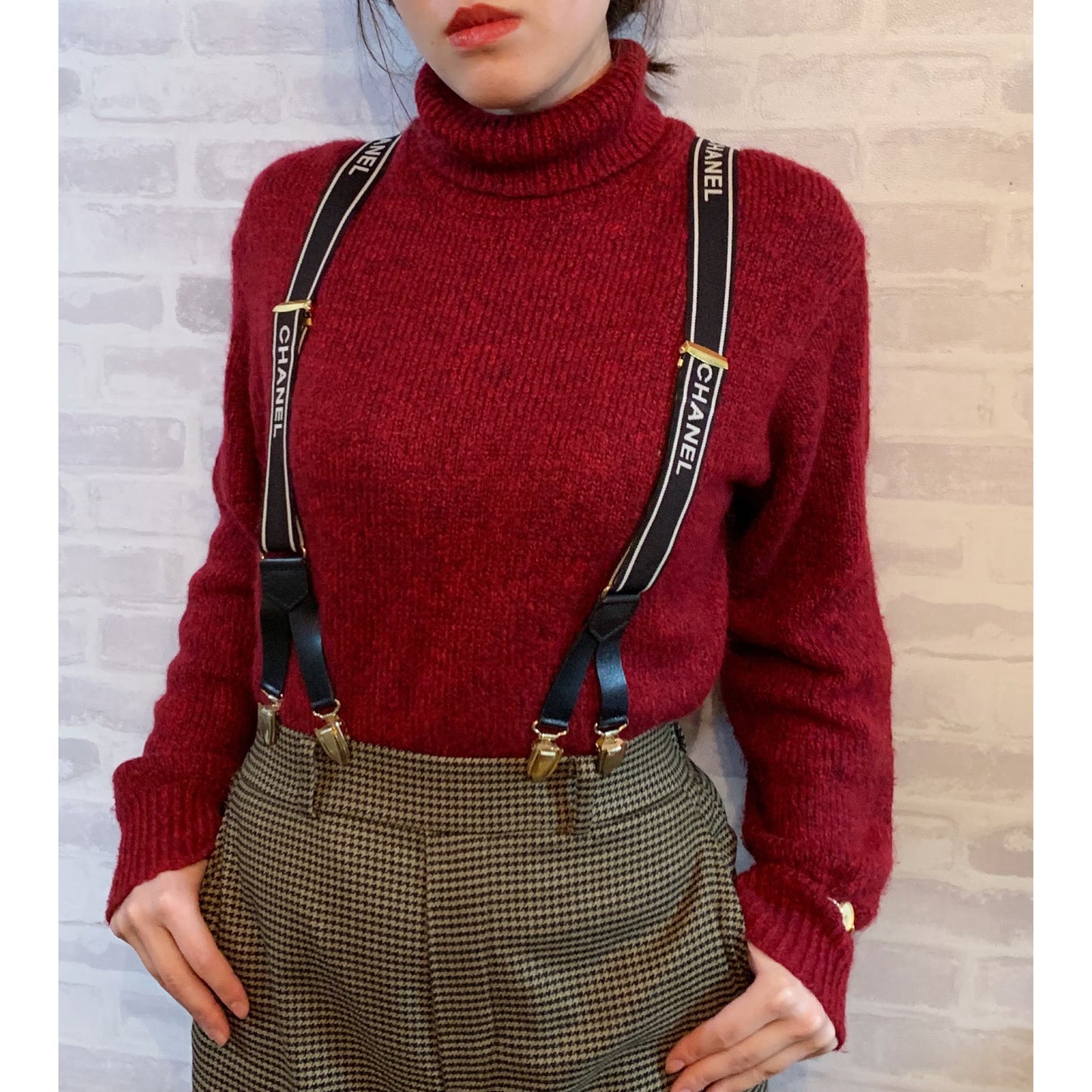 OLD CHANEL 　ロゴサスペンダー（黒/白）