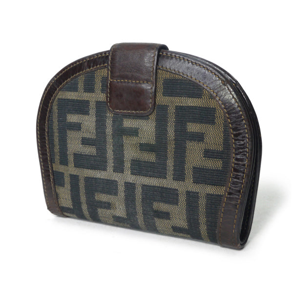FENDI　ズッカ柄 ラウンド折財布（茶）