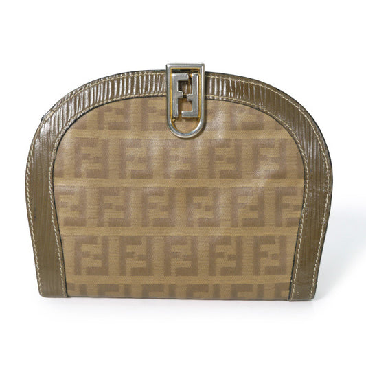 Fendi ズッカ柄ラウンド財布（カーキベージュ）