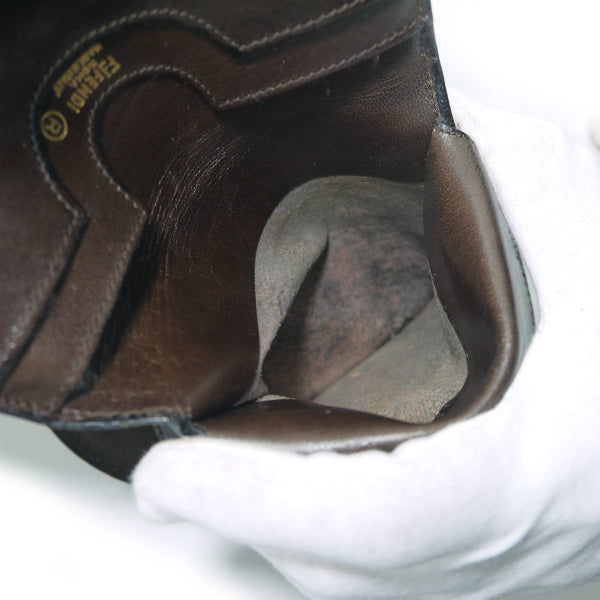 FENDI　ズッキーノ柄ビット留め具ラウンド財布（茶/スエード）