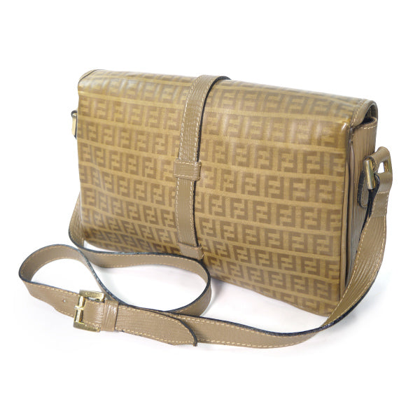 OLD Fendi ズッキーノ柄３層ショルダー（カーキベージュ）